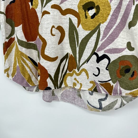 Rachel Zoe 100% Linen Top Plus Size 2X Abstract Floral Print Asymmetric T Shirt - Picture 3 of 10